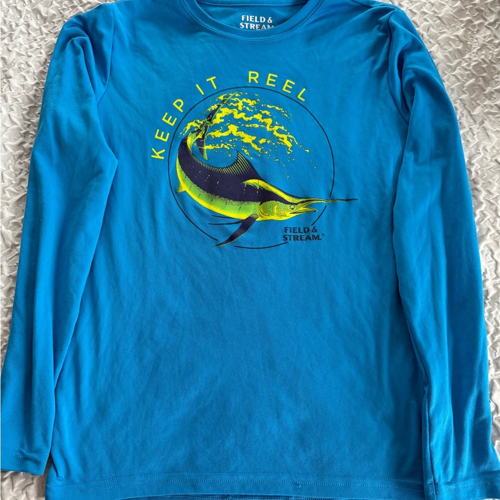 Field & Stream Blue and Yellow Graphic Tee, Youth medium